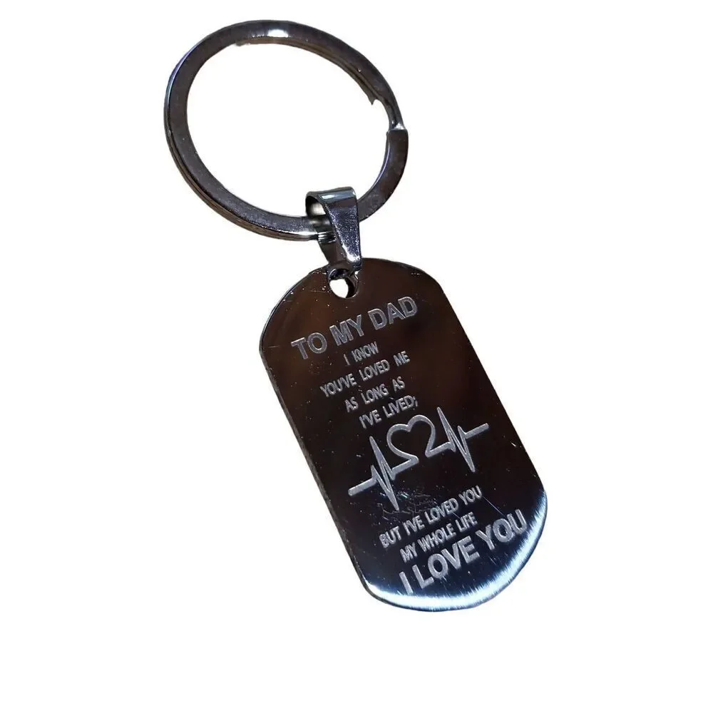 Stainless Steel Dad Gift Keychain